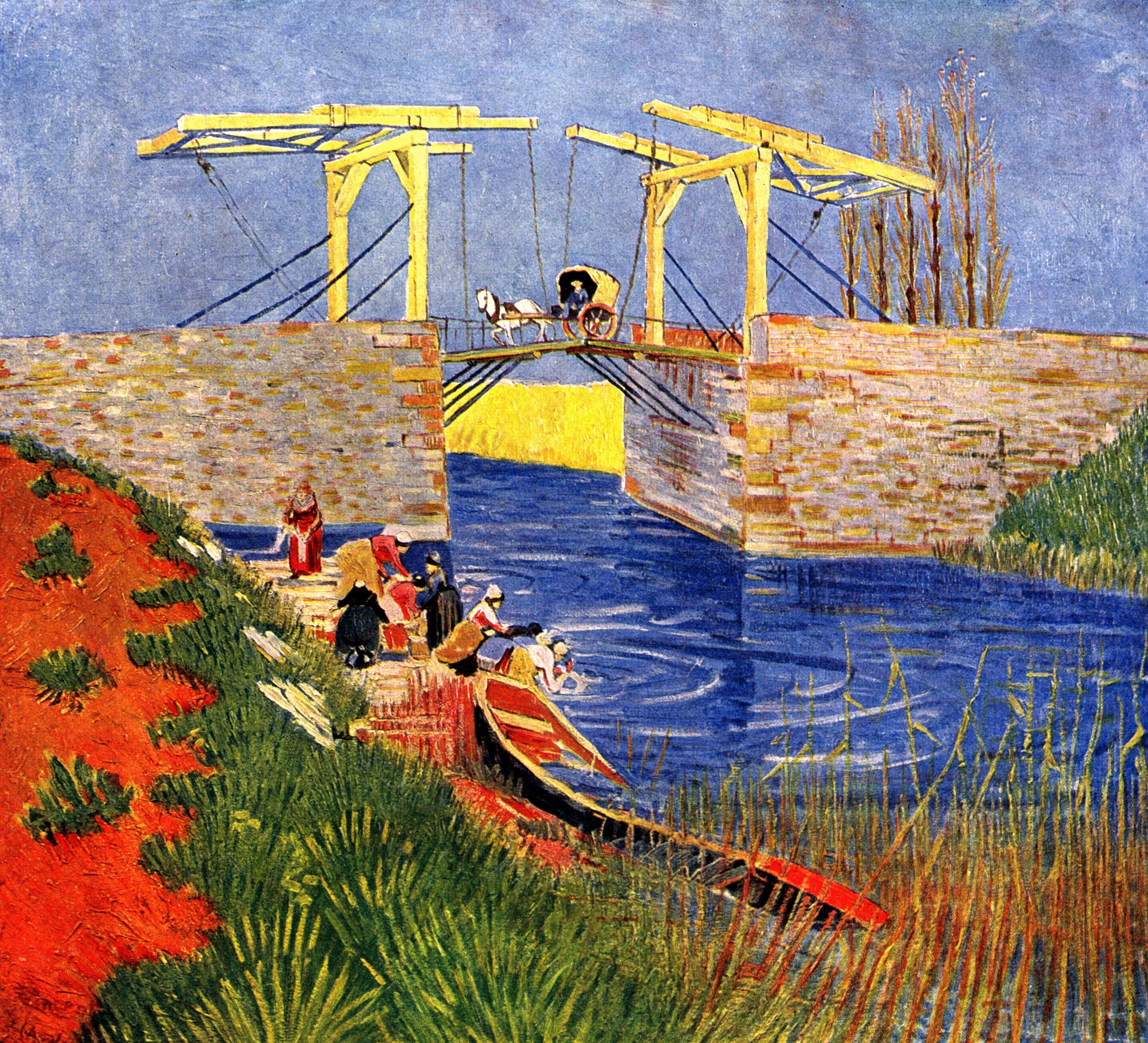 The Langlois Bridge at Arles with Women Washing - Van Gogh Painting On Canvas